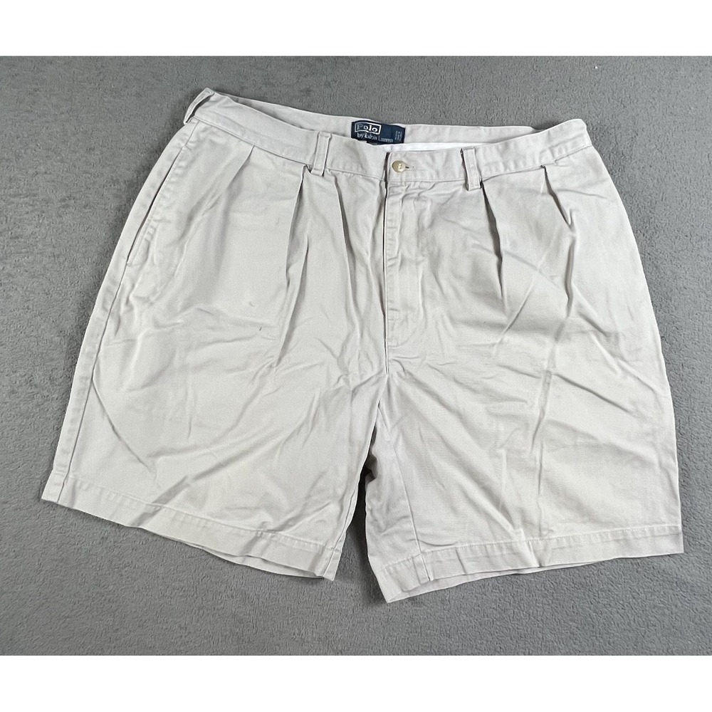 Polo Ralph Lauren Tyler Chino Shorts Mens 40 Khaki Beige Pleated